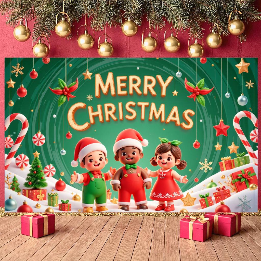 Christmas Party Banner Holly Leaves Merry Christmas Banner Xmas Banner Christmas Ornaments For Family Reunion Home Decor School