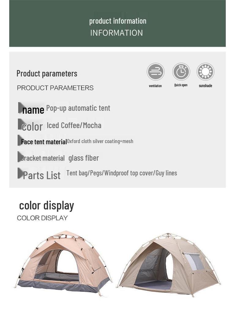 Cort automat cu deschidere rapidă pentru utilizare în exterior și interior, cu protecție solară și izolație termică