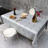Cotton And Linen Embroidered Dining Table Cloth Japanese Fringed Fabric Plaid Coffee Table Cloth Tablecloth Non-Slip Tablecloth