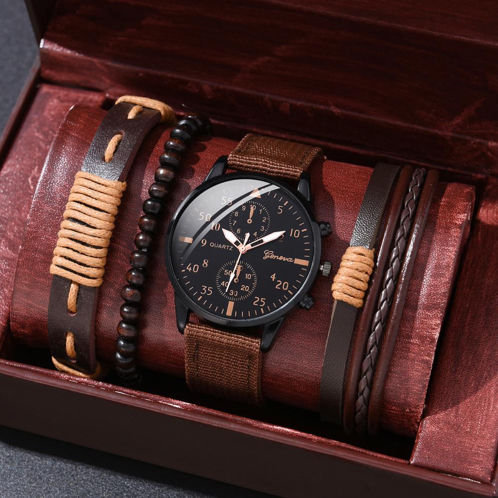 Men's Watch High-end Hong Kong Style Fashion Watch Fashion Versatile Quartz Watch High-end Watch Men's Watch Set