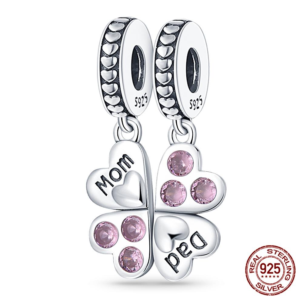 100% 925 Silver Heart Shaped Four Leaf Clover Ladybug Charms Fit Original 925 Women Bracelet DIY Jewelry Making Gift