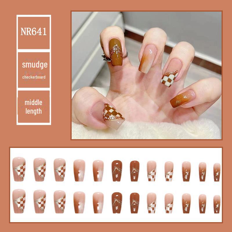Medium & Long Rectangular T-Shaped Wearable French Cartoon Nail Art Patches - One Size Fake Nails