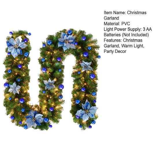 Christmas Illuminate Garland 8.8ft Rattan Christmas Battery Operated Artificial Flower Vine Plants Christmas Decorations