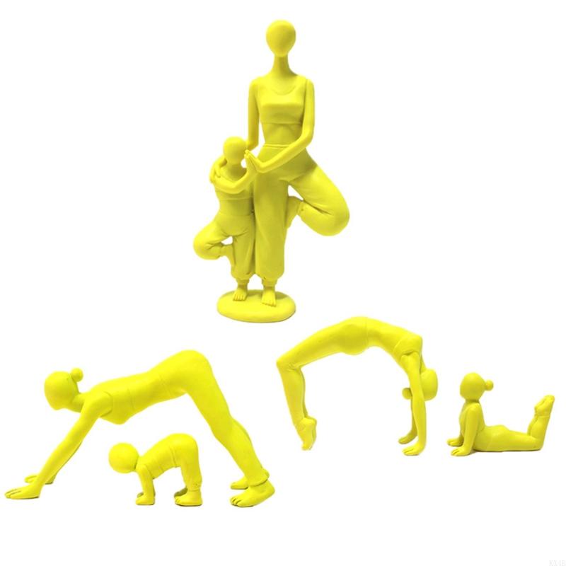 

KX4B Parent-Child Yoga Set Resin Decorations Miniature Model Photography Props Wedding Housewarming Children Birthday Party China Mainland