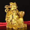 Large Yellow Brass God of Wealth Statue on Dragon Chair, Wen Cai Shen Design, Ideal for Shop Opening or Home Worship.