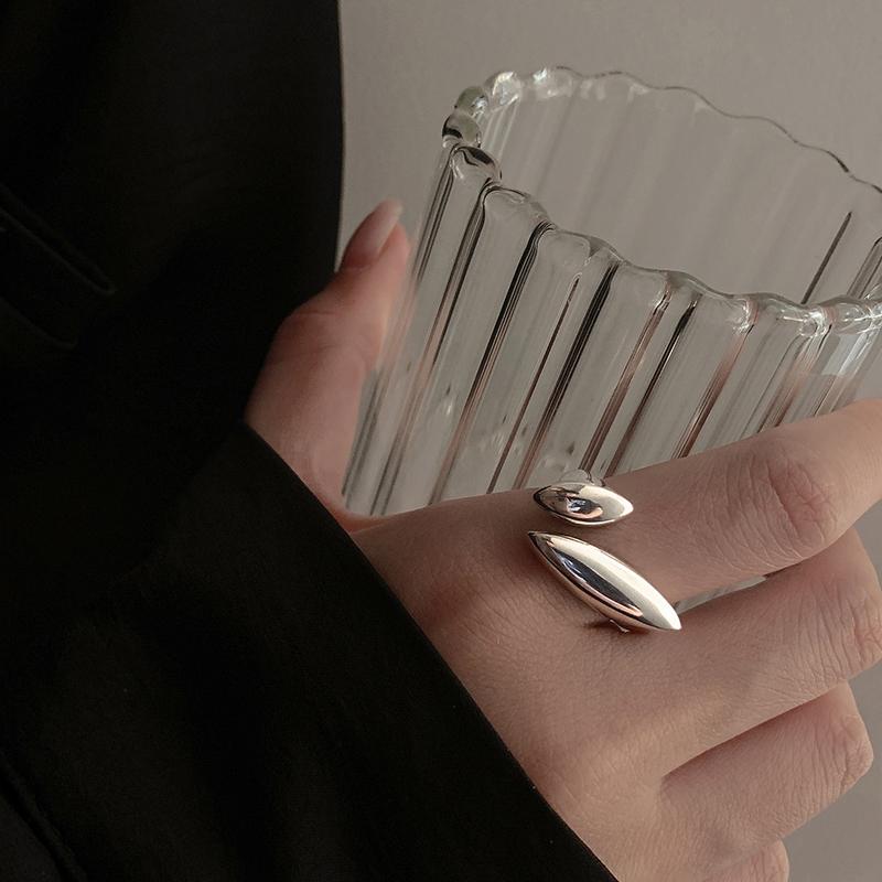 Irregular Geometric Liquid Lava Waterdrop Shaped Open Rings for Women Vintage Silver Color Metal Rings Personality Jewelry