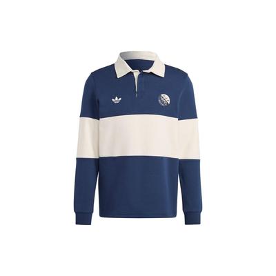 Polo à Manches Longues à Imprimé Logo Trèfle Contrasté Originals Homme Top Bleu Blanc IP7174