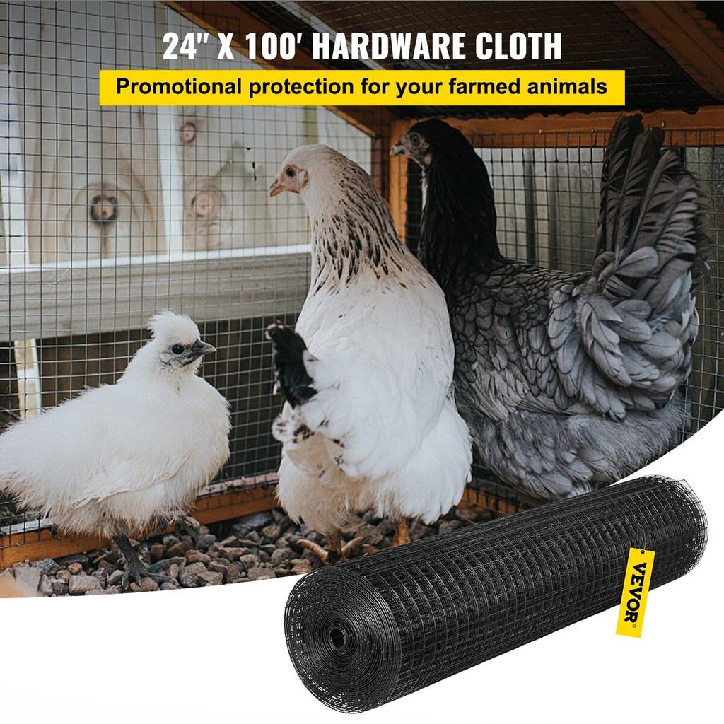 Hardware Cloth, 24\" X 100\' & 1\"x1\" Mesh Size, Galvanized Steel Vinyl Coated 16 Gauge Chicken Wire Fencing with A Cutting Plier & A Pair of Fabric
