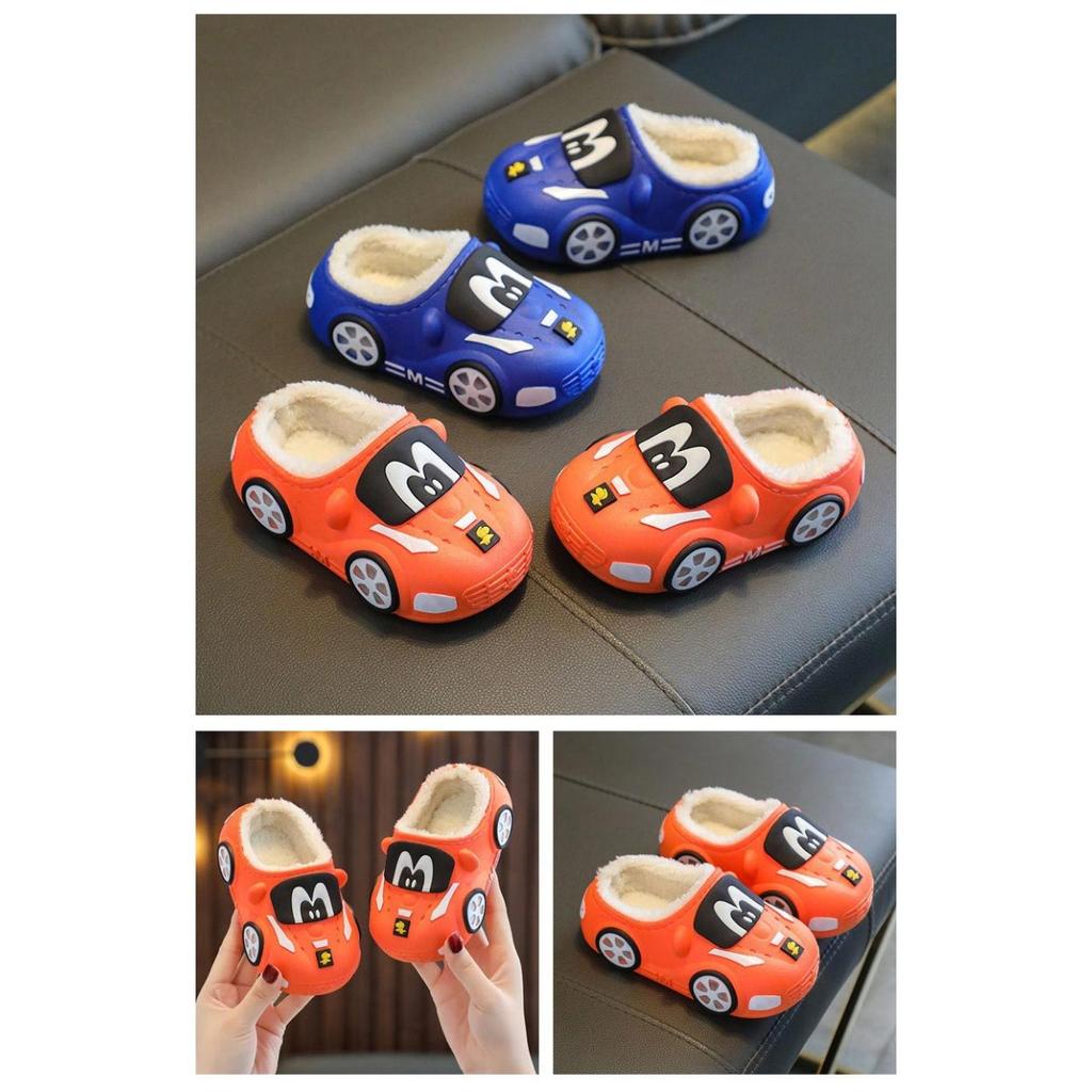 Winter Children's Cotton Slippers for Boys and Girls, Waterproof, Cute, Indoor, Non Slip, Soft Bottom with Plush Insulation Bag and Cotton Mop