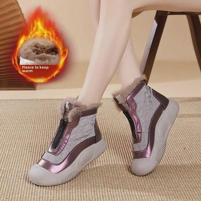 Women's 2025 Velvet High-Top Leather Warm Boots YB-98