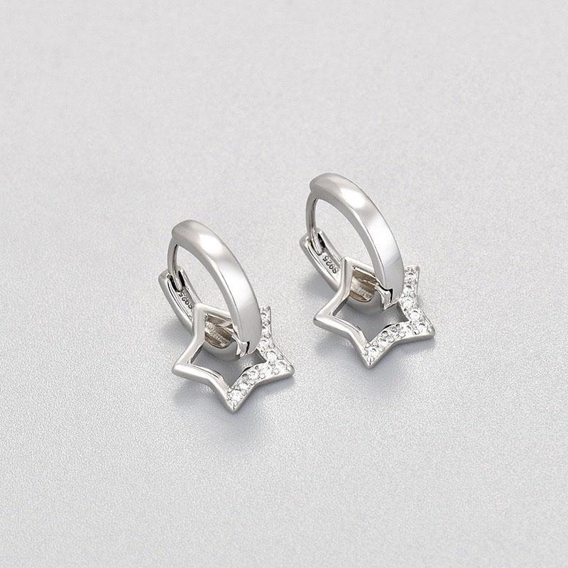 925 Silver Earrings For Women Trendy Heart Star Zircon Earring Jewelry Prevent Allergy Party Accessories Gift