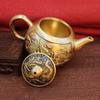 Brass Dragon and Phoenix Handheld Ornament Small Teapot Craft Set Wine Pot Office Tea Seat Home Decor