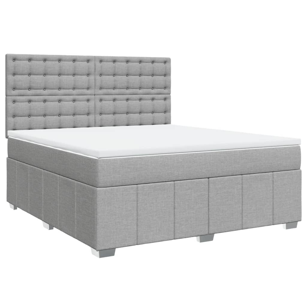 Vidaxl Letto Continentale Con Materasso, Grigio Chiaro, Tessuto, 180X200Cm