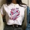 2024 New Kawaii Fox Printed T Shirt Women Hipster Cute T-shirt Female Fashion Seasons Harajuku White 0-neck Tops Tshirt Clothing