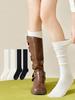 1/2 Pairs Women Mid-Calf Socks Thick Thermal Knit Calf Socks Cute Long Loose Slouch Socks Spring Autumn Winter Warm