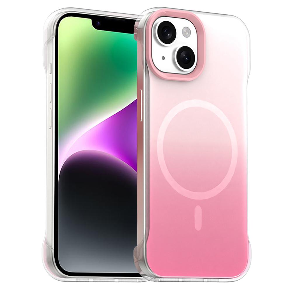 

For iPhone 14 Case Compatible with MagSafe Frameless TPU PC Phone Back Cover Pink
