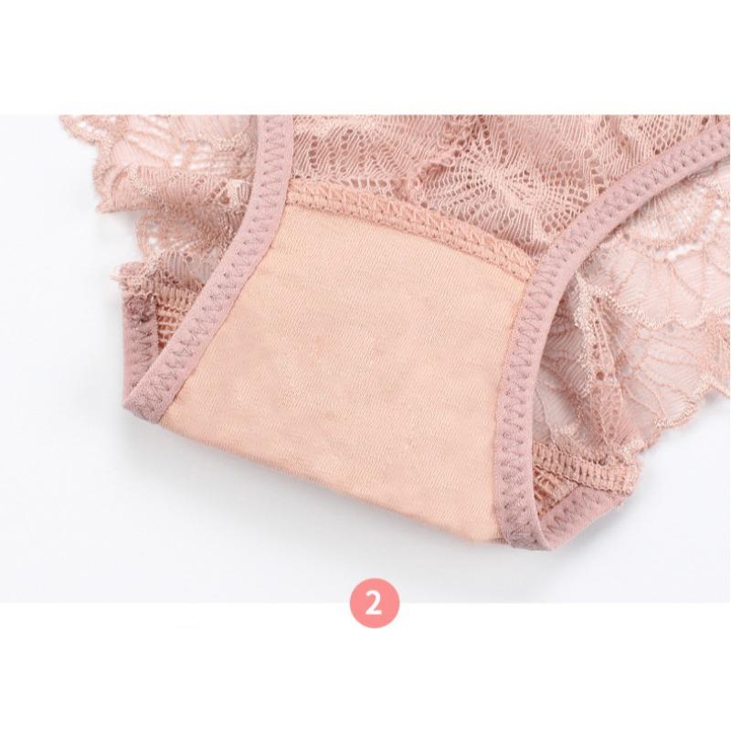Mid Waist Sexy Lace Triangle Pantie Transparent Seamless Elastic Wide Waist Underwear Women's Triangle Panties