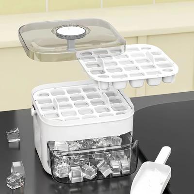Household Food Grade Pressed Ice Cube Mold Ice Box Large Capacity Ice Storage 1&2-layer Ice Cube Tray With Lid Space-saving