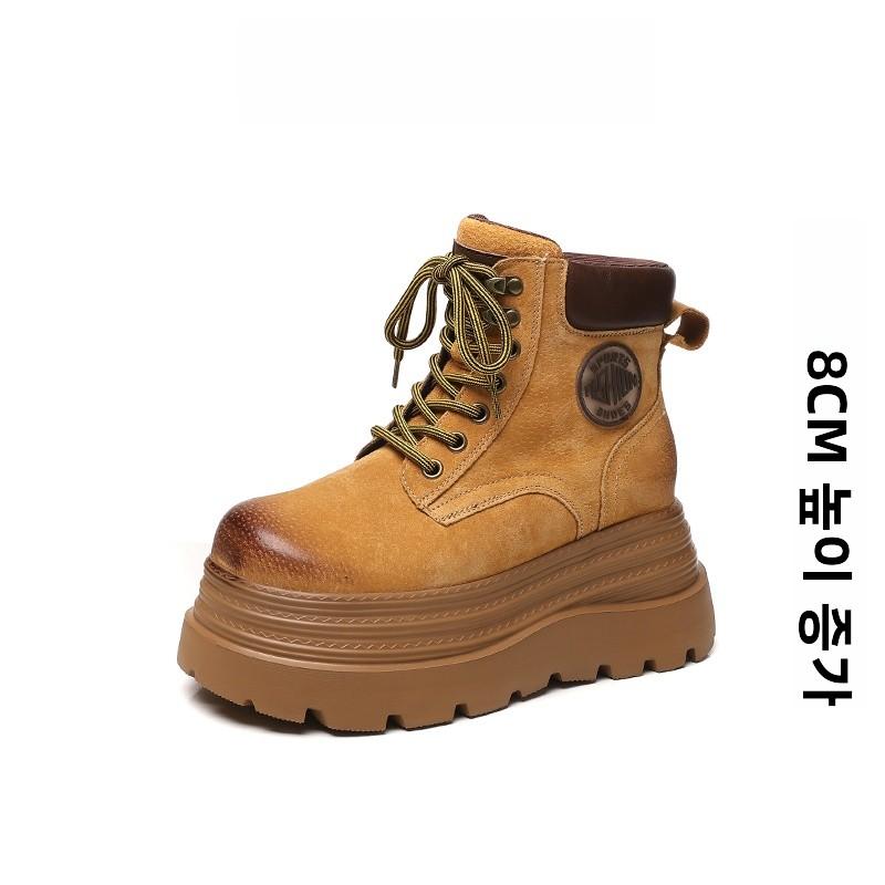 9cm High Genuine Leather Platform Women Short Boots Fashion Comfort Woman Mid Calf Ankle Boot Thick Sole Women Shoes Botas Mujer