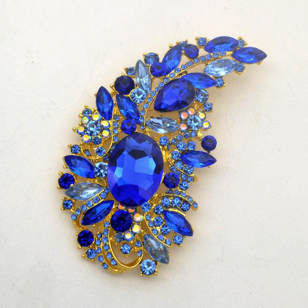 Luxury Full Crystal Exaggerated Broocch Badges For Women Men Elegant Rhinestone Waterdrop Pin  Lady Clothing Coat Corsages