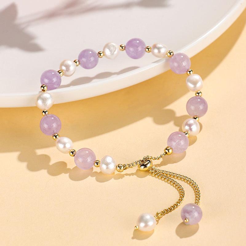 New Freshwater Pearl Beaded Crystal Bracelet Lavender Green Hair Crystal Bracelet Jewelry Wholesale
