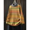 Winter Women's Colorful Striped Oversized Knit Sweater with Half-High Collar