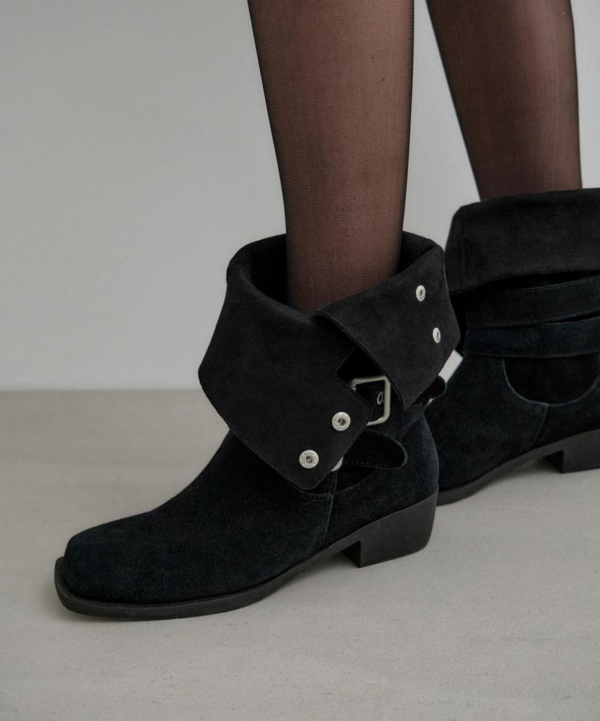 Mongdol 2-Way Cow Leather Suede Buckle Mid-Calf Boots Mdac043_2 Colors