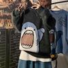 Cartoon Shark Round Neck Sweater - Men's Loose Fit, Hong Kong Style, Thick Korean Version