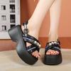 Fashion New Summer Women Chunky Sandals Leather High Platform Trainers Breathable Casual Slippers Shoes Woman 7.5CM Heels Wedge Sneakers