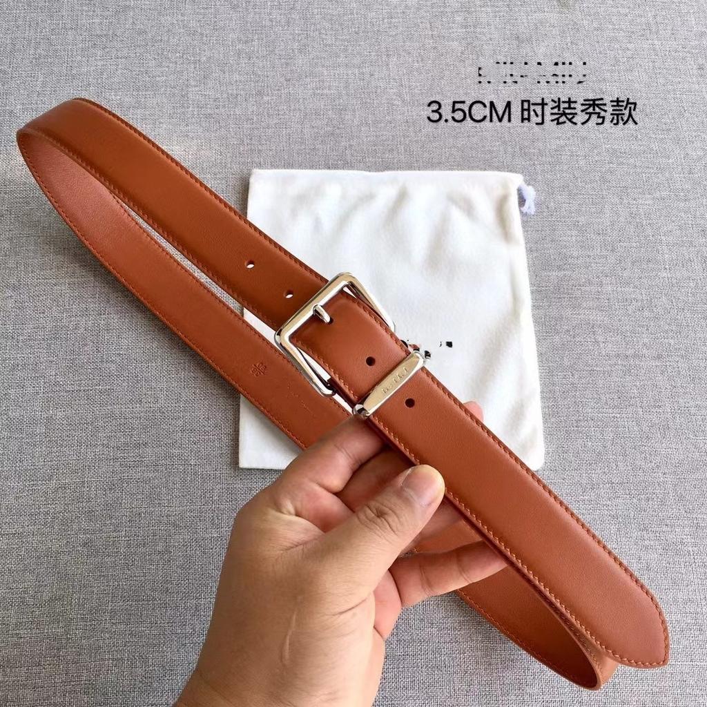 New 3.5cm high-quality first-layer cowhide MIU belt decorative buckle with jacket pants leather belt