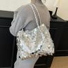 Yogodlns New Shiny Sequins Women's Shoulder Shopping Bag Glitter Handbag Large Capacity Clutch Purse Fashion Party Accessory for Ladies
