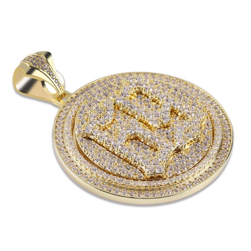 European and American Hip Hop Fashion Round Pendant Jewelry Necklace