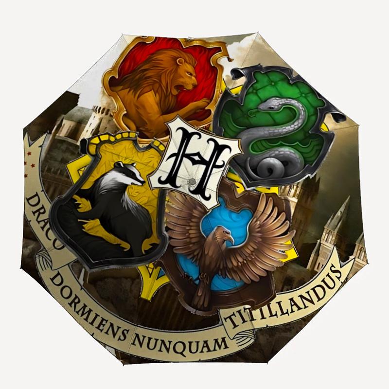 1pc Hogwarts Crest Automatic Folding Umbrella - Sturdy 8-Rib Polyester Canopy,Sun-Defying Travel Companion yy251023161