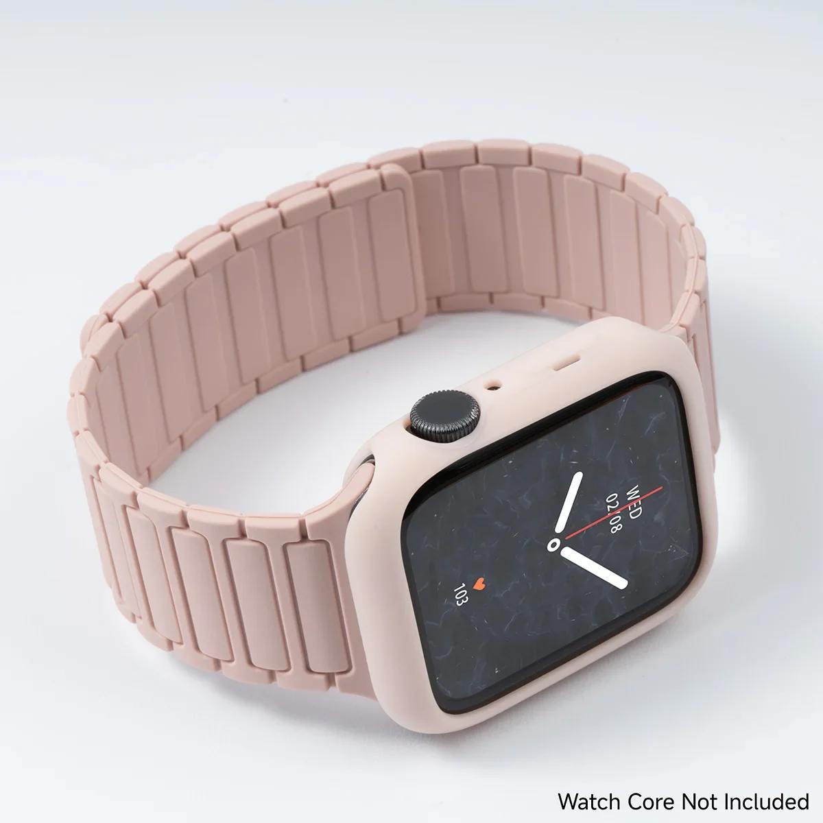 

Strap+Case for Apple Watch Band Ultra 49mm 46mm 44mm 40mm 45mm 41mm Soft Silicone Bracelet for IWatch Series 6 SE 7 8 9 10 11 Cover For Ultra 3 2 1 49mm розовый