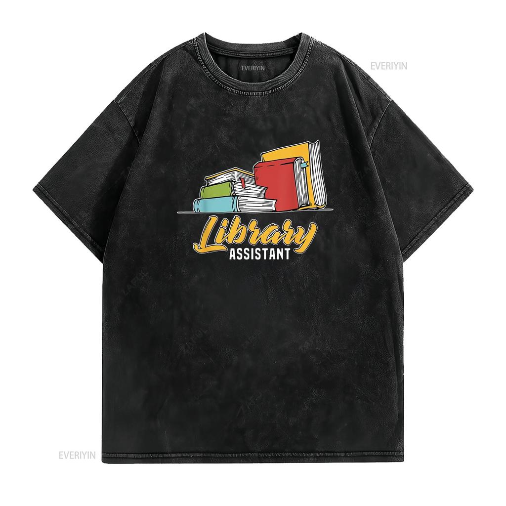 Bibliotheksassistent Buchleser Literatur Sommer Essential Damen T-Shirt Bequem und Stilvoll vintage Gewaschen Dehnbar