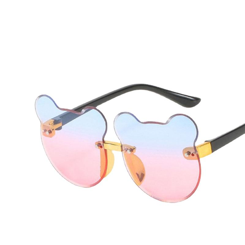 

2023 New Summer Girl Boys Cute Kids Rimless Sunglasses Animal Cartoon Bear Children Baby Outdoor Sun Glasses UV400 Oculos De Sol As shown in the figu