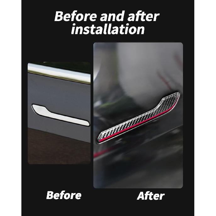 Carbon Fiber Door Handle Cover, Door Handle Protective Cover Decoration Compatible with Tesla Model Y/3 accessories (2017-2025) Highland & Juniper