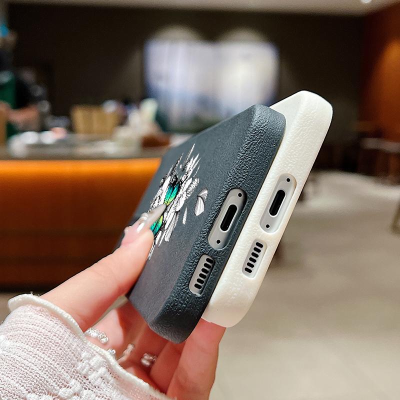 Butterfly Pattern TPU Soft Slim Case For Samsung S25 S24 FE S23 Ultra S22 S21 A16 A56 A36 A55 A15 Leather Texture Shockproof Matte Phone Cover