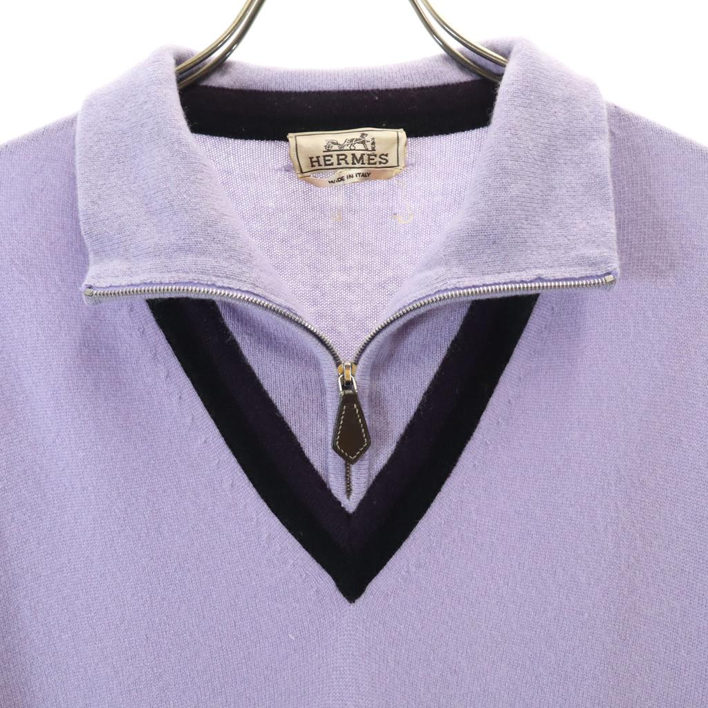 HERMES Made in Italy 100% cashmere Long sleeve Half zip knit L sweater Men's Used