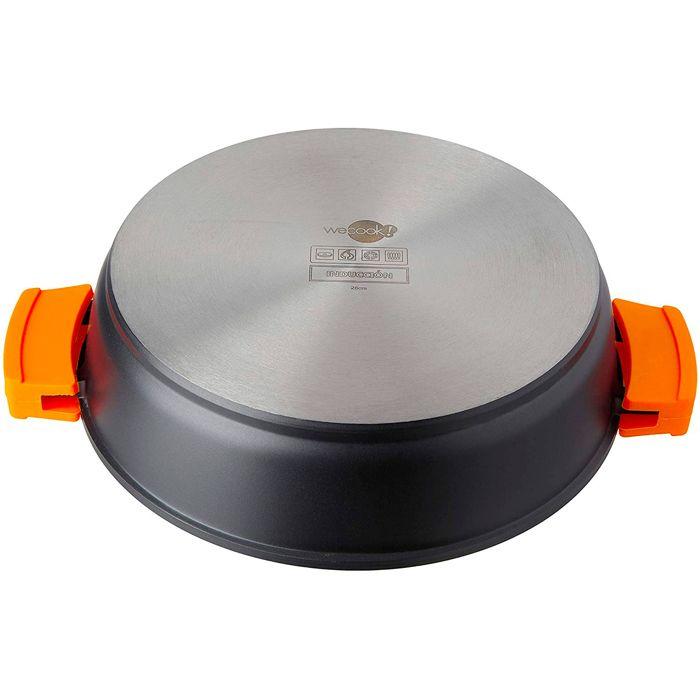 Casserole 36cm, Induction, Couvercle en Verre, Antiadhésive, Fonte d'Aluminium Wecook Ecochef Noir 51987