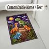 Dinosaur Theme Crystal Velvet Rug Personalized Custom Name Text Soft Floor Mat Home Decor