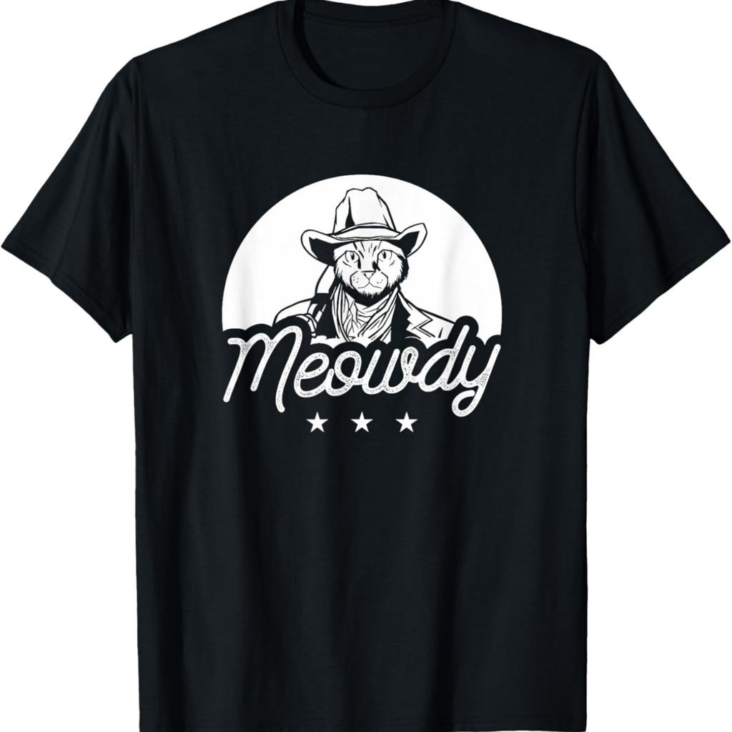 Meowdy Cat Mashup Howdy Texas Western Cowboy Funny Cat Meme T-Shirt(1)