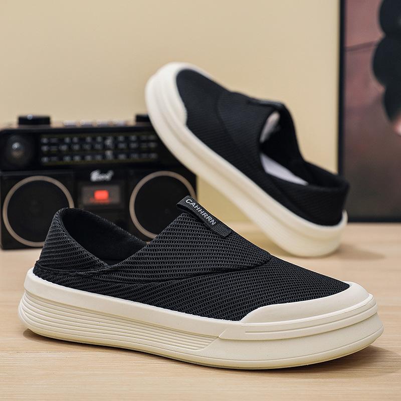 

Fashion Autumn Men Casual Shoes 2025 Breathable Soft Fabric Leisure Men Loafer Sneakers Comfort Low-top Non-slip Sneakers Footwear 39 чёрный
