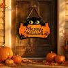 Halloween Yard Hanging Signs Wooden Door Plaque, Printed Black Cat Pumpkin Castle Spider Web Front Creative Gifts Sign, Waterproof Ornament for Indoor