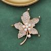 Elegant Pearl Rhinestone Maple Leaf Brooch - High-End Women's Clothing Pin and Corsage