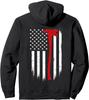 Thin Red Line Flag AxeHoodie Firefighter Support (Back) PulloverHoodie