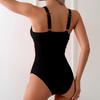 Twist Front Tummy Control Swimsuit Quick Dry Metal Ring Slim Fit Beach Sexy V Neck Bathing Suit Vacation Mesh Panel Swimwear