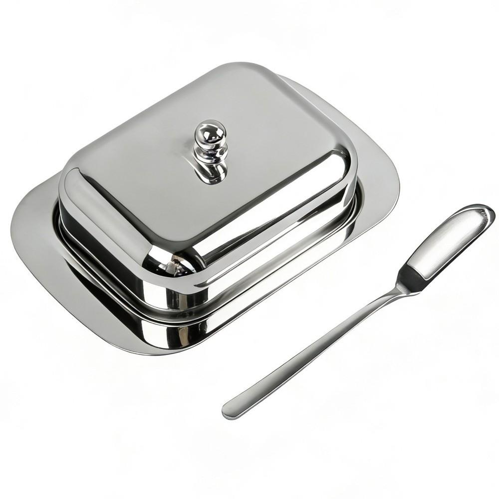 Airtight Stainless Steel Butter Dish Butter Tray Butter Keeping Box Kitchen Tableware