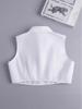 Women's Sleeveless White Shirt with Hooded Sweater Vest and Removable Fake Collar