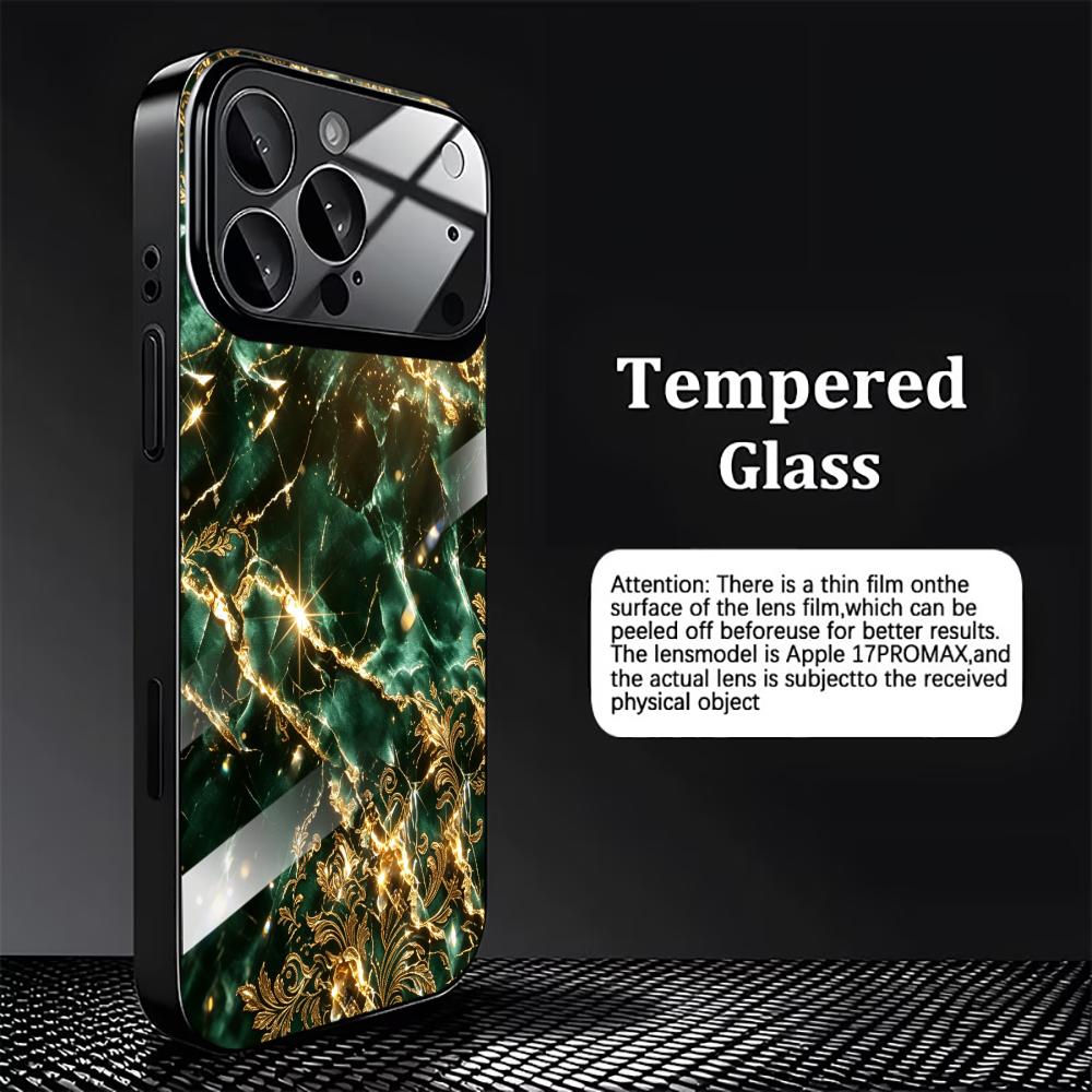 Greenish gold exquisite phone case for funda iphone for iphone 17 pro max cover glass for iPhone 17 16 15 14 13 12pm Pro Plus
